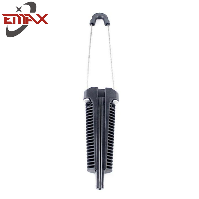 Morsetto di tensione con morsetto di sospensione per ancoraggio a cuneo per cavo flessibile ottico